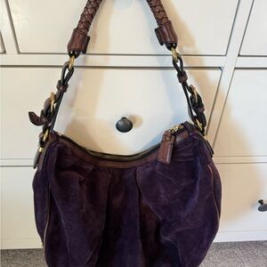 Banana Republic Purple Hobo Bag with Brown Leather Strap